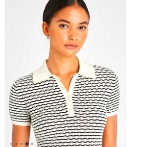 Club Monaco Diamond Pointelle Knit Polo -XS